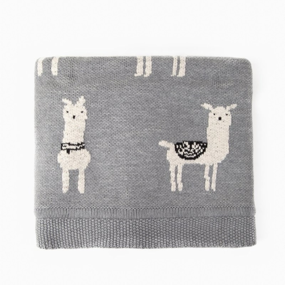 Adorable Llama Crib Quilt in gray
